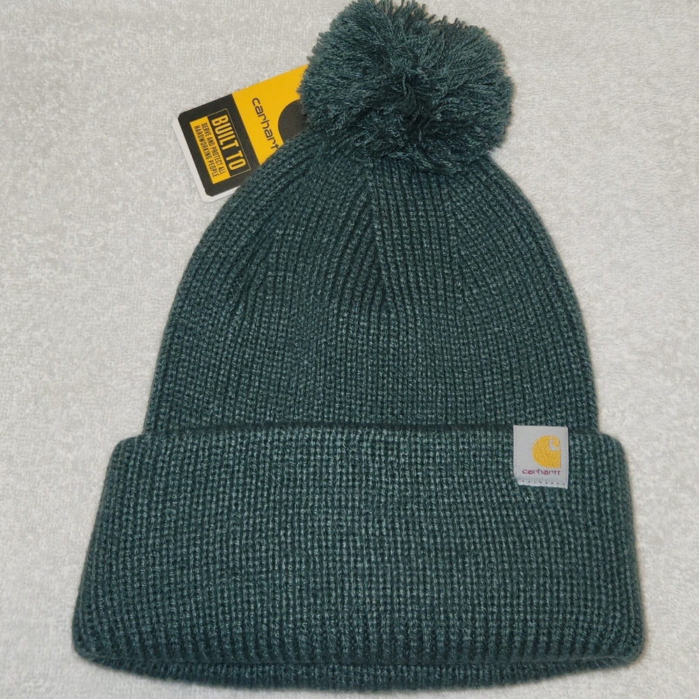 Carhartt Dark Green Pom Beanie